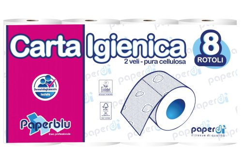 Toalettpapír 2 rétegű kistekercses 150 lap/tekercs 8 tekercs/csomag  Bluering®ID8G450F8/P