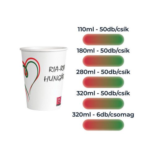 Pohár 180 ml papír 50 db/csomag mintás Ria-ria Hungária design