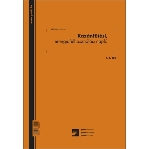 Kazánfűtési energiafelhasználási napló, 24 oldal+borító, A/4