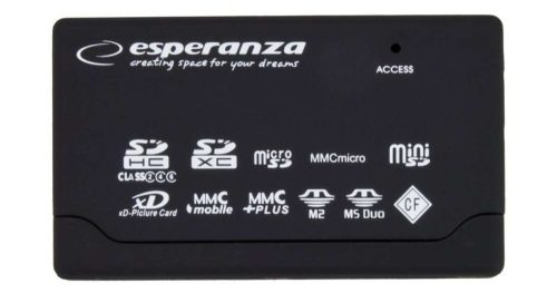 Esperanza EA119 All-in-One USB 2.0 fekete univerzális kártyaolvasóEsperanza EA119 All-in-One USB 2.0 fekete univerzális kártyaolvasó