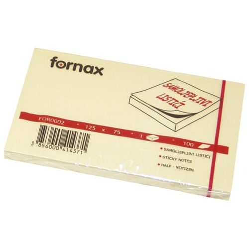 Jegyzettömb FORNAX öntapadós 75x125 mm sárga 100 lap