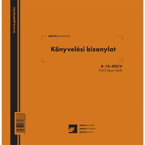 B.13-502/V KÖNYVELÉSI BIZONYLAT